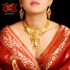 Three Layer Premium Gold Design Necklace Set with Earrings
