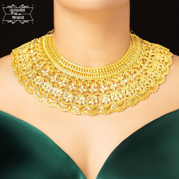 Premium Gold Plated Prerona Chatai with Earrings