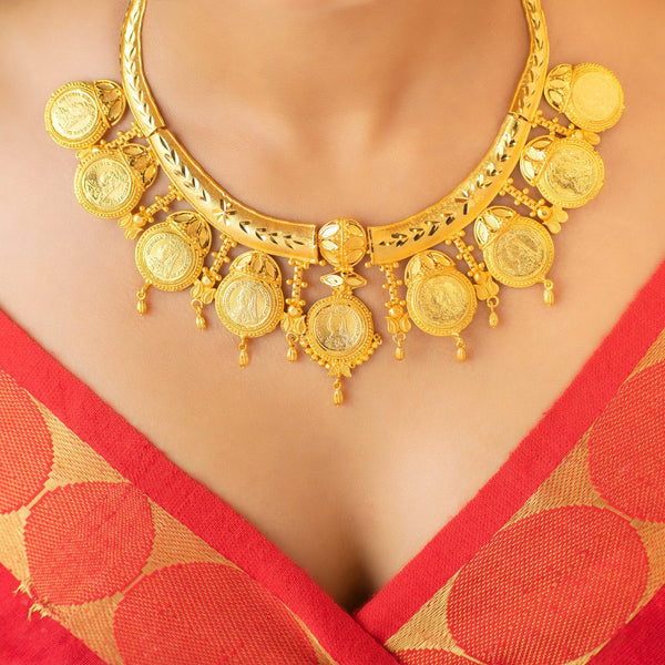 Premium Gold Plated Gini Hasuli with Earrings
