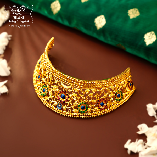 Unique Gold Plated Minakari Bagicha Cuff Choker