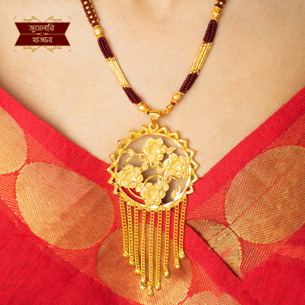 Trendy Gold Plated Floral Circular jhalor pendant