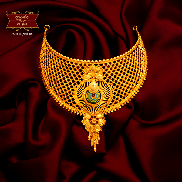 Premium Bridal Gold Design Minakari Choker with Earrings