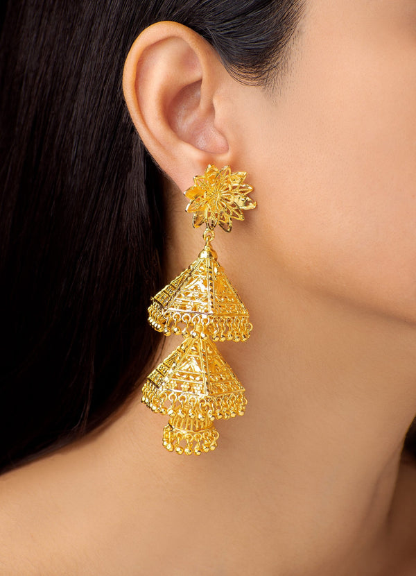 Stylish Two Layer Gold Plated Jhumka
