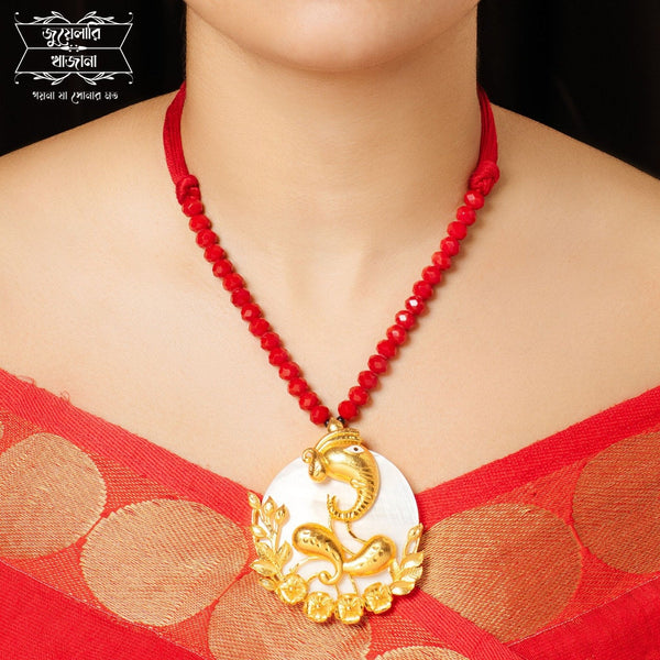 Premium Gold Plated Ganesha on Shell Pendant