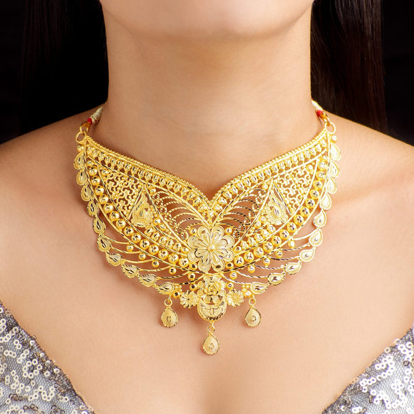 Premium 24K Gold Plated Butterfly Bridal Choker