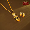 Stylish Gold Plated Owl Pendant with Earrings