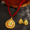 Aesthetic Gold Plated Owl in Teardrop Pendant with Earrings