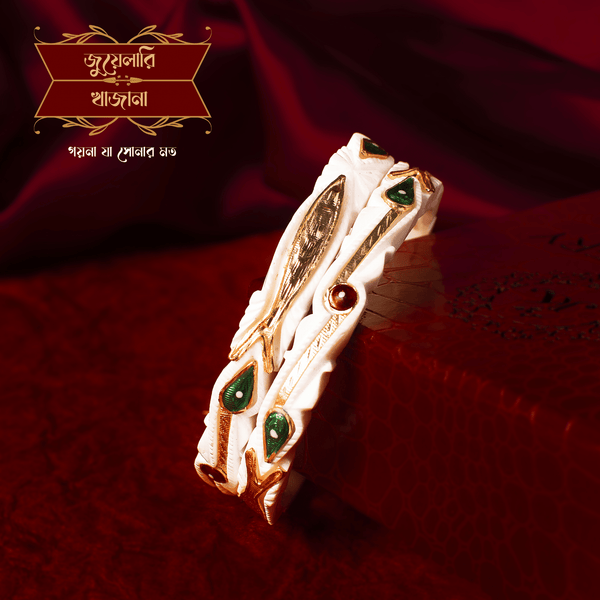 Premium Minakari Pat Buti Original Conch Shakha Pair