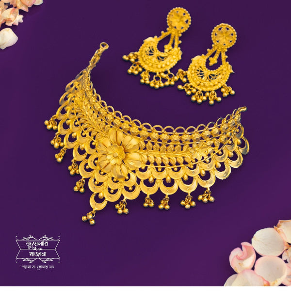 Premium Gold Plated Shringar Choker with Earrings