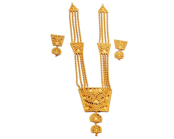 Stylish 24K Gold Plated Bridal Floral Sitahar with Earrings