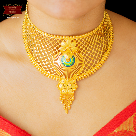 Premium Bridal Gold Design Minakari Choker with Earrings