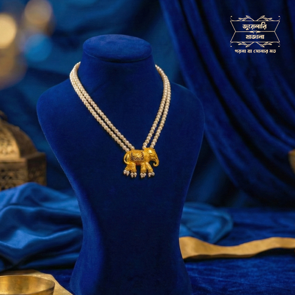 Premium Gold Plated Gajpriya Pearl Necklace