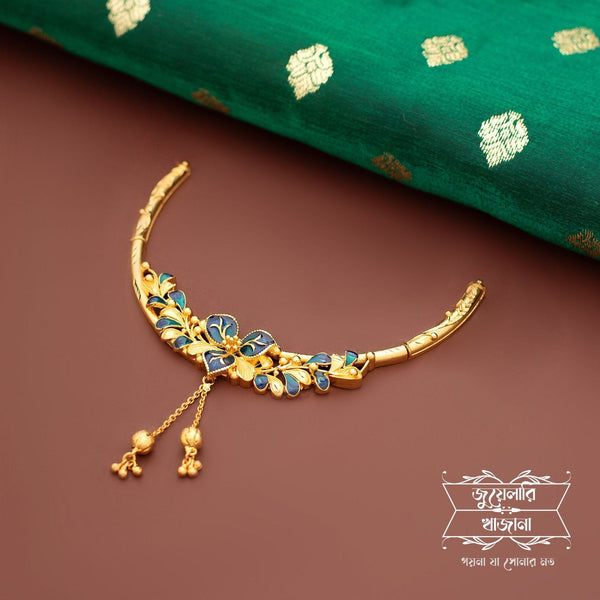 Premium Gold Plated Rajlaxmi Hasuli Set with Earrings