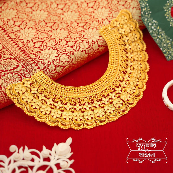 Premium Gold Plated Prerona Chatai with Earrings